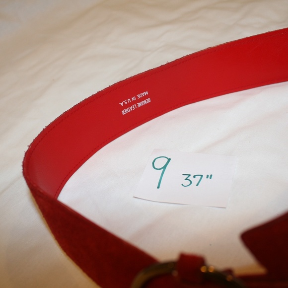 Vintage Fire Engine Red Asymmetrical Suede Genuine Leather Belt 25\